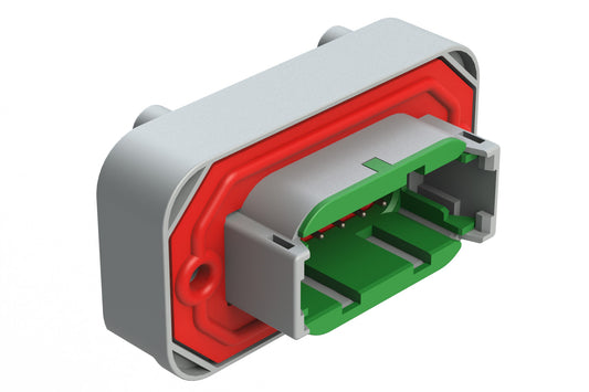 ATM15-12PC-BM04 12 Position Flange Mount PCB Receptacle, Potted, Grey, Tin Plated Contacts Included. Keyed C