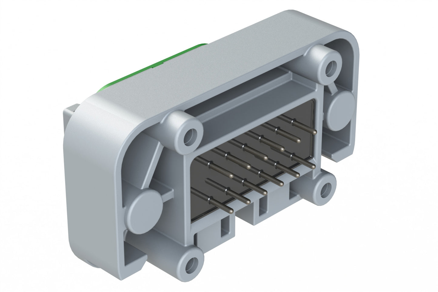 ATM15-12PC-BM04 12 Position Flange Mount PCB Receptacle, Potted, Grey, Tin Plated Contacts Included. Keyed C