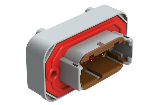 ATM15-12PD-BM02 12 Position Flange Mount PCB Receptacle, Potted, Grey, Gold Plated Contacts Included. Keyed D