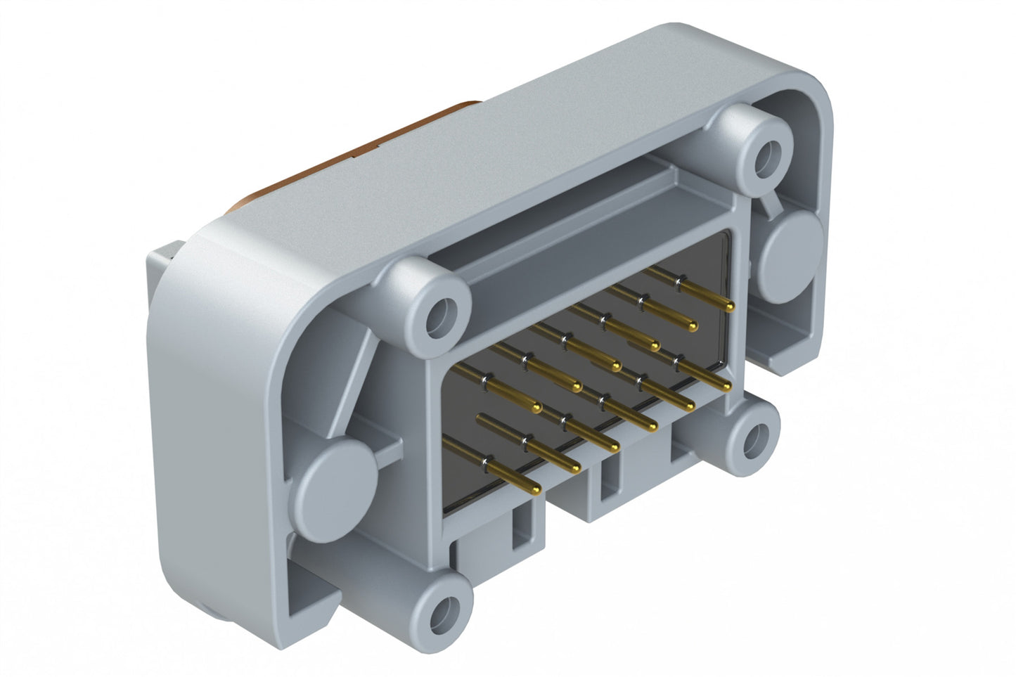 ATM15-12PD-BM02 12 Position Flange Mount PCB Receptacle, Potted, Grey, Gold Plated Contacts Included. Keyed D