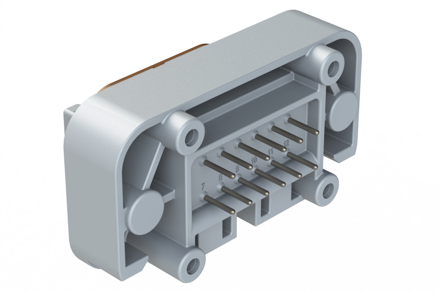 ATM15-12PD-BM03 12 Position Flange Mount PCB Receptacle, Grey, Tin Plated Contacts Included. Keyed D. DTM15-12PD