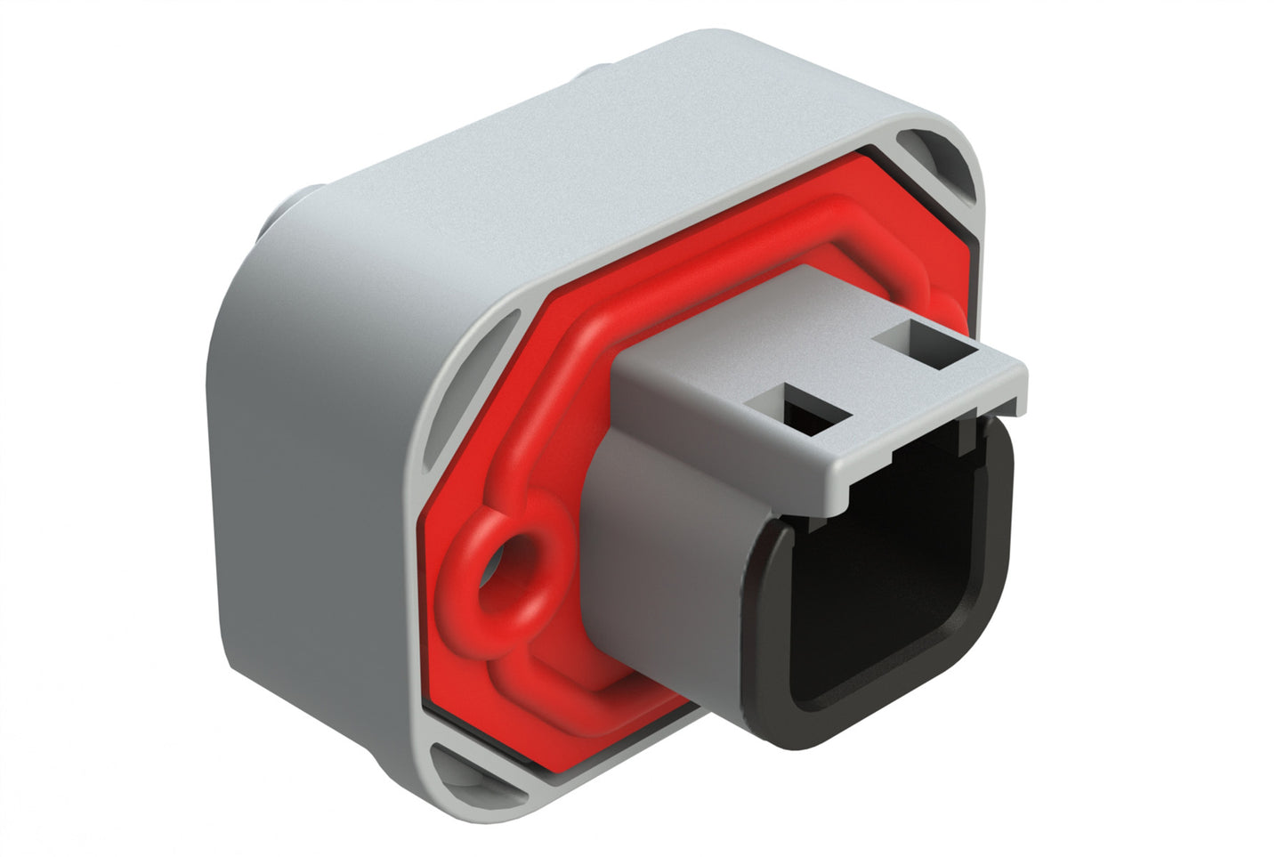 ATM15-2P-BM02 2 Position Flange Mount PCB Receptacle, Potted, Grey, Gold Plated Contacts Included