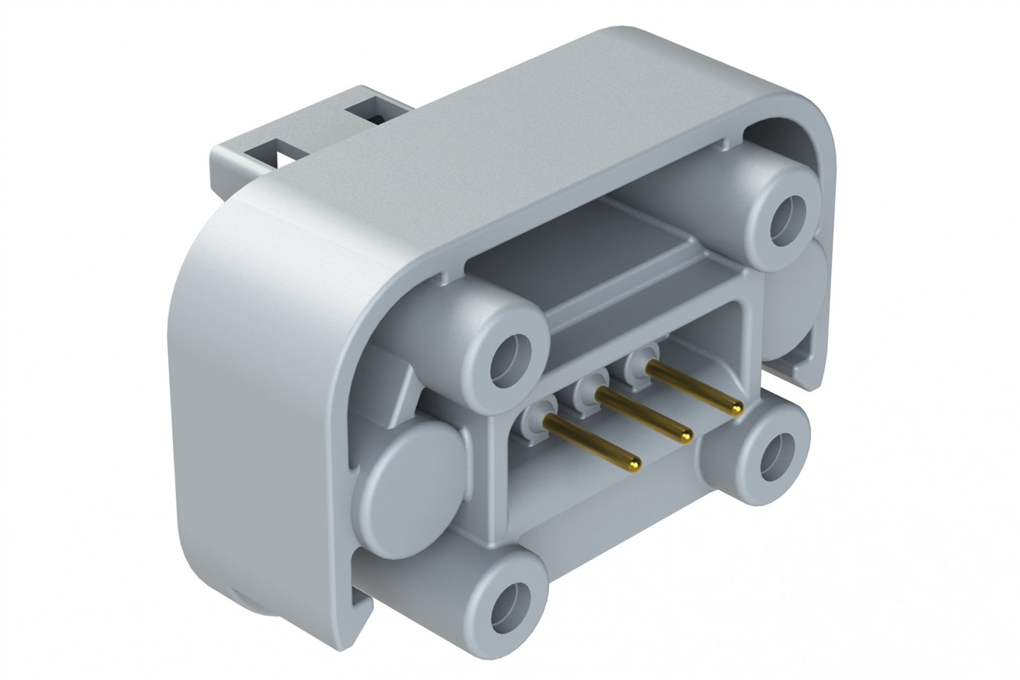 ATM15-3P-BM01 3 Position Flange Mount PCB Receptacle, Grey, Gold Plated Contacts Included