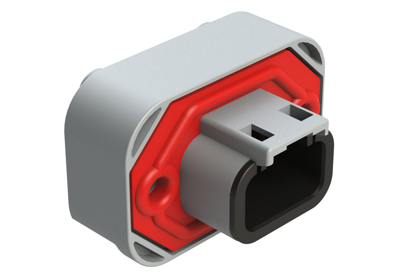 ATM15-3P-BM02 3 Position Flange Mount PCB Receptacle, Potted, Grey, Gold Plated Contacts Included