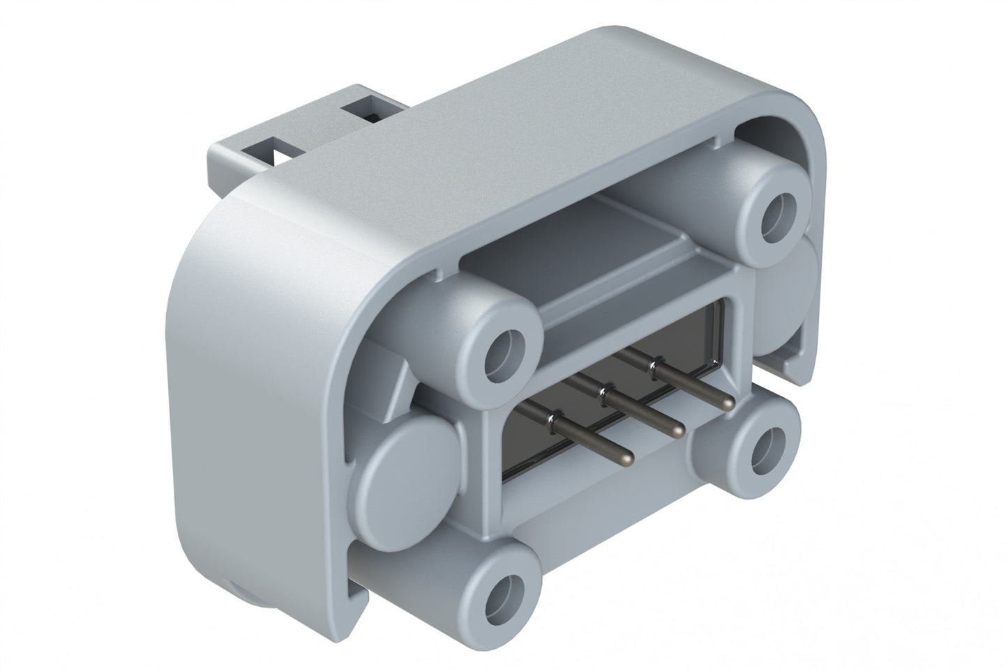 ATM15-3P-BM04 3 Position Flange Mount PCB Receptacle, Potted, Grey, Tin Plated Contacts Included