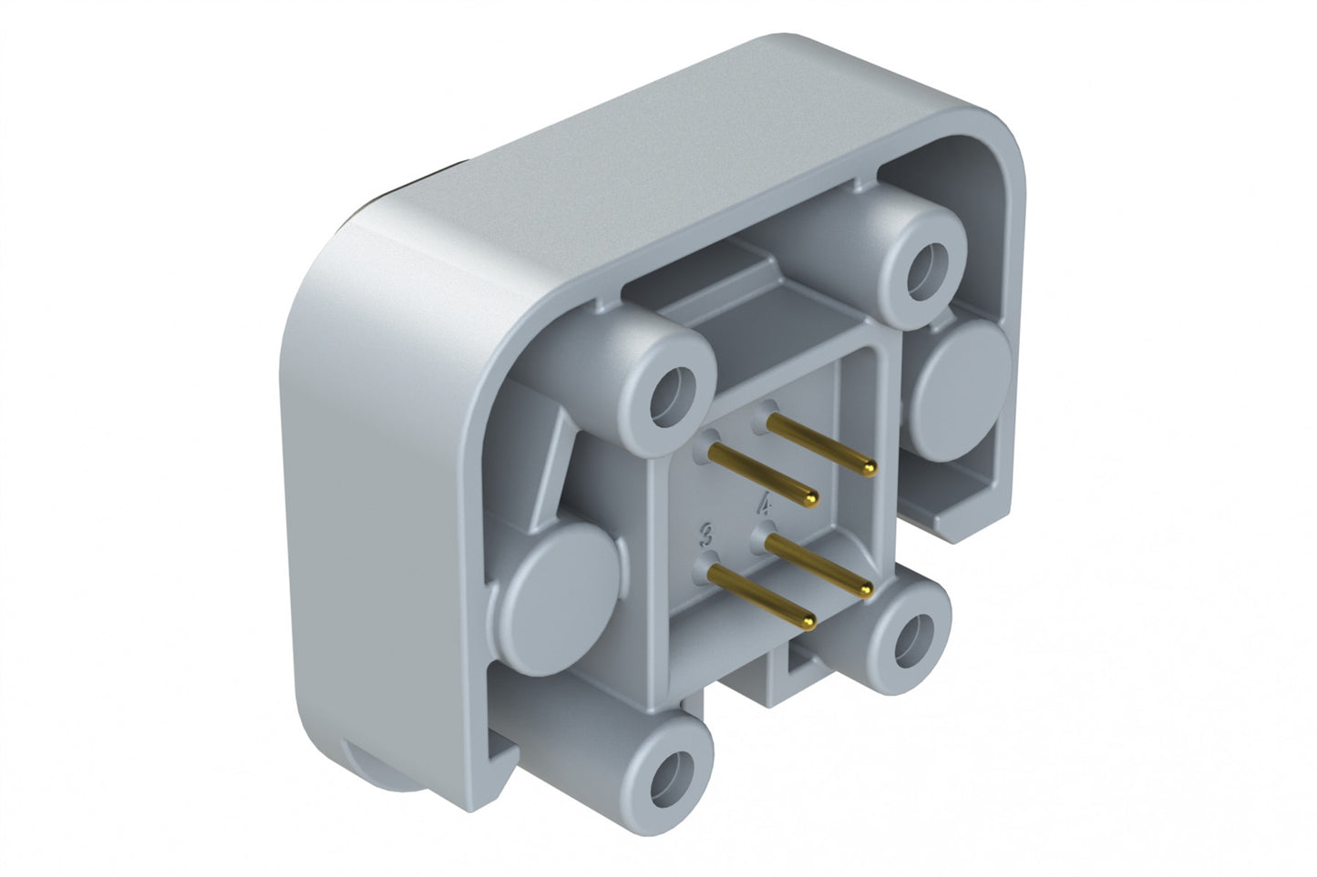 ATM15-4P-BM01 4 Position Flange Mount PCB Receptacle, Grey, Gold Plated Contacts Included