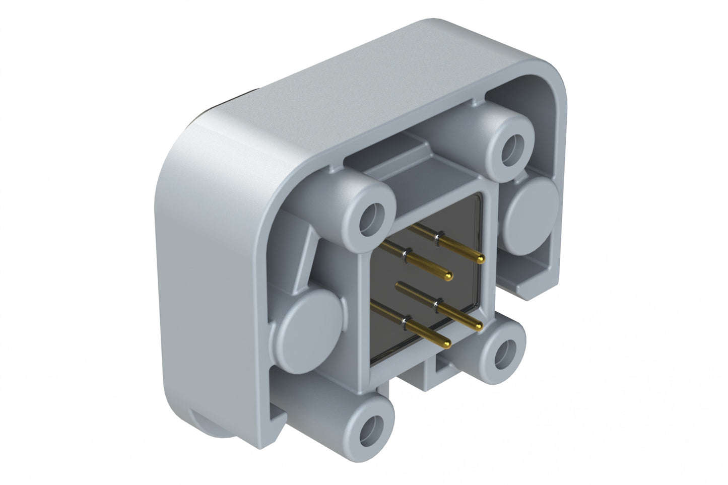 ATM15-4P-BM02 4 Position Flange Mount PCB Receptacle Potted, Grey, Gold Plated Contacts Included