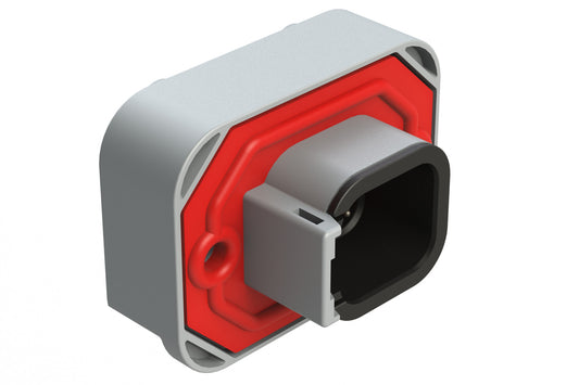 ATM15-6P-BM03 6 Position Flange Mount PCB Receptacle, Grey, Tin Plated Contacts Included