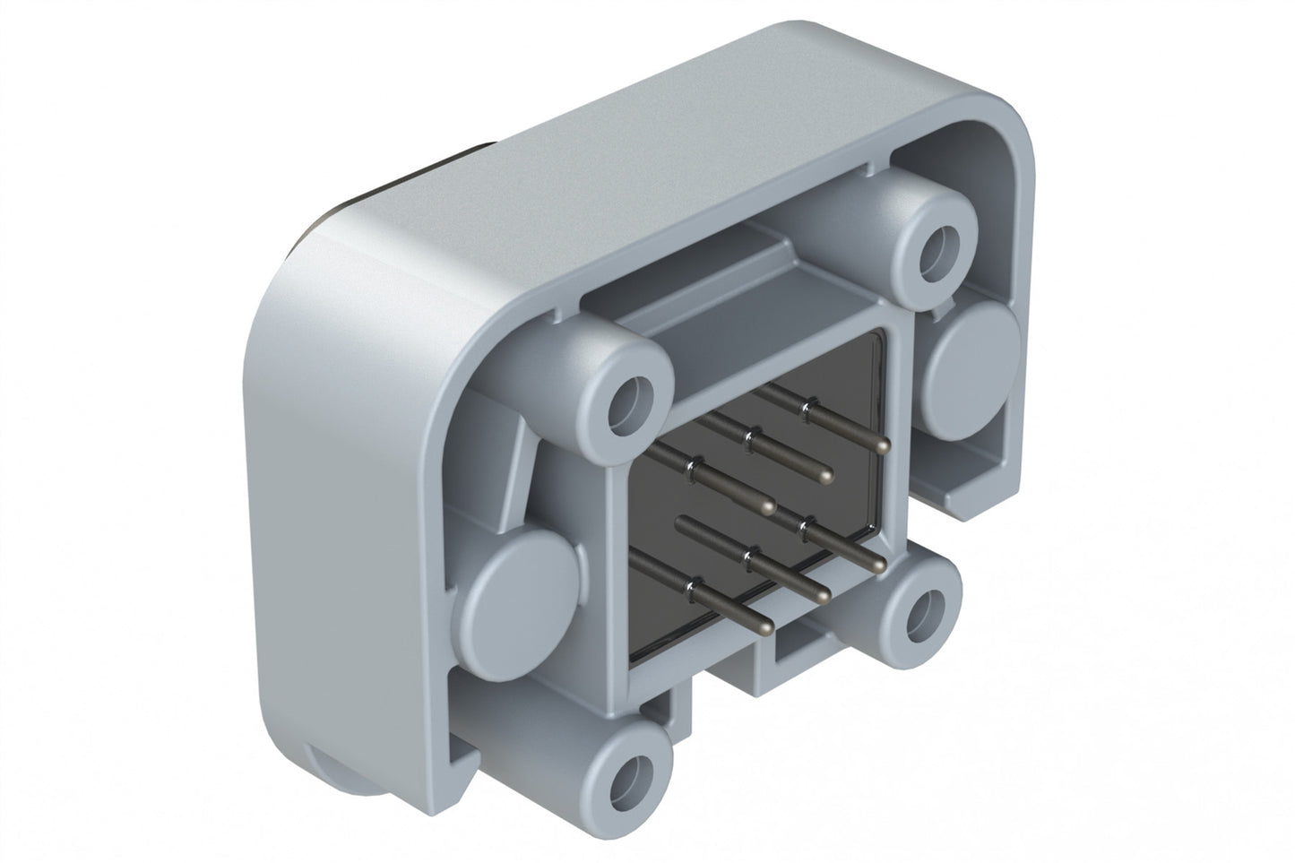ATM15-6P-BM04 6 Position Flange Mount PCB Receptacle, Potted, Grey, Tin Plated Contacts Included