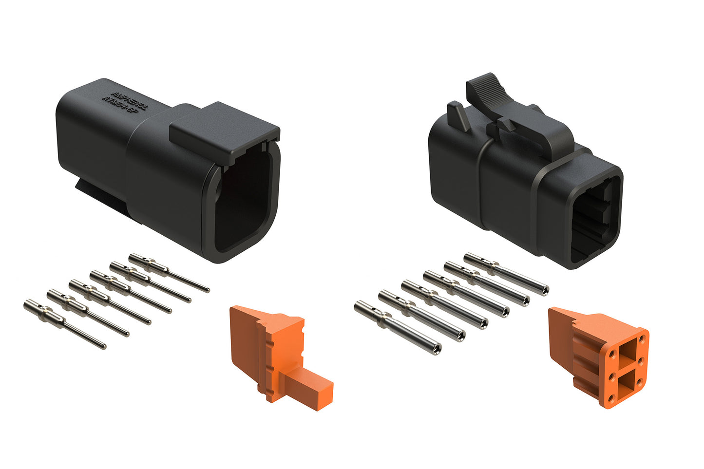 ATM6PSBLK-CKIT 6 Pin and Socket Plug, Receptacle, Wedge and Contacts Kit, Black