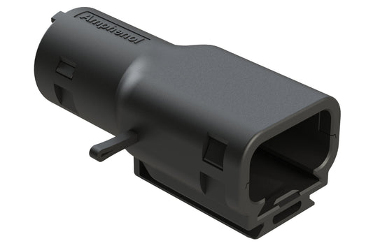 ATMBS-024-0305 3 Position Backshell, fits ATM04-3P* Receptacles, Internal Strain Relief, Enhanced Dovetail for Mounting Clips, Black. 1028-024-0305