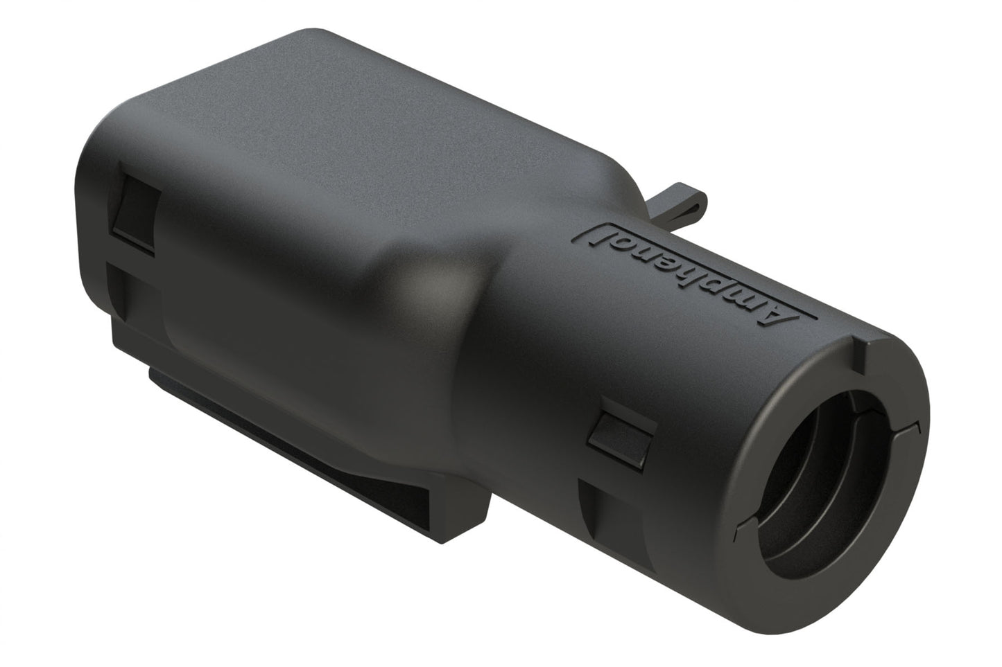 ATMBS-024-0305 3 Position Backshell, fits ATM04-3P* Receptacles, Internal Strain Relief, Enhanced Dovetail for Mounting Clips, Black. 1028-024-0305