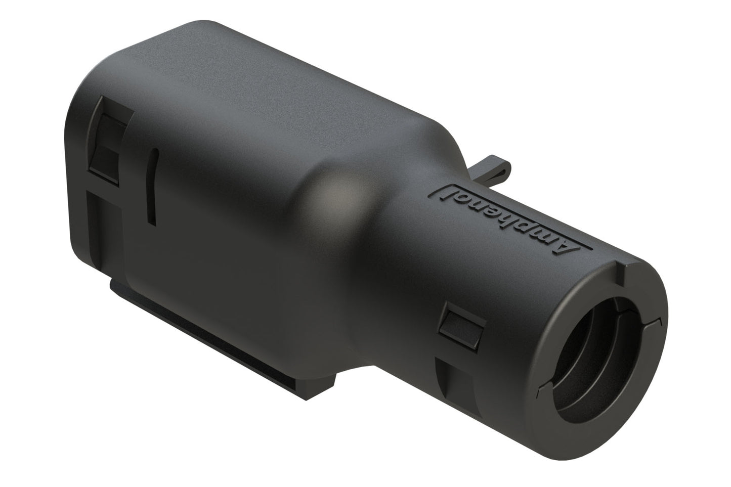 ATMBS-027-0405 4 Position Backshell, fits ATM04-4P* Receptacles, Internal Strain Relief, Enhanced Dovetail for Mounting Clips, Black. 1028-027-0405