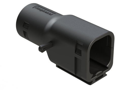 ATMBS-030-0605 6 Position Backshell, fits ATM04-6P* Receptacles, Internal Strain Relief, Enhanced Dovetail for Mounting Clips, Black