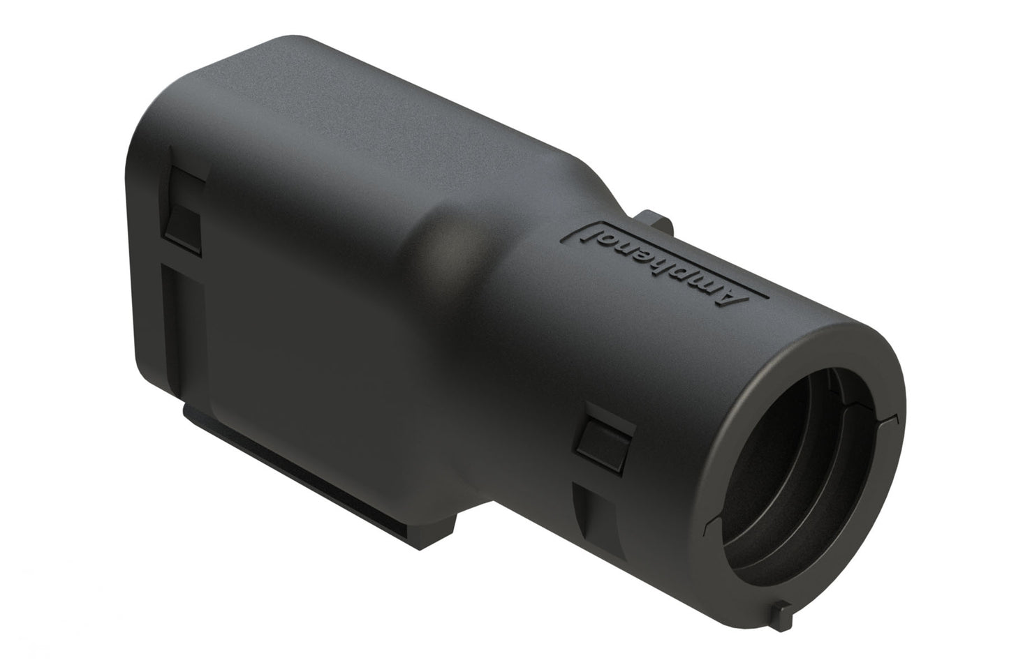 ATMBS-030-0605 6 Position Backshell, fits ATM04-6P* Receptacles, Internal Strain Relief, Enhanced Dovetail for Mounting Clips, Black