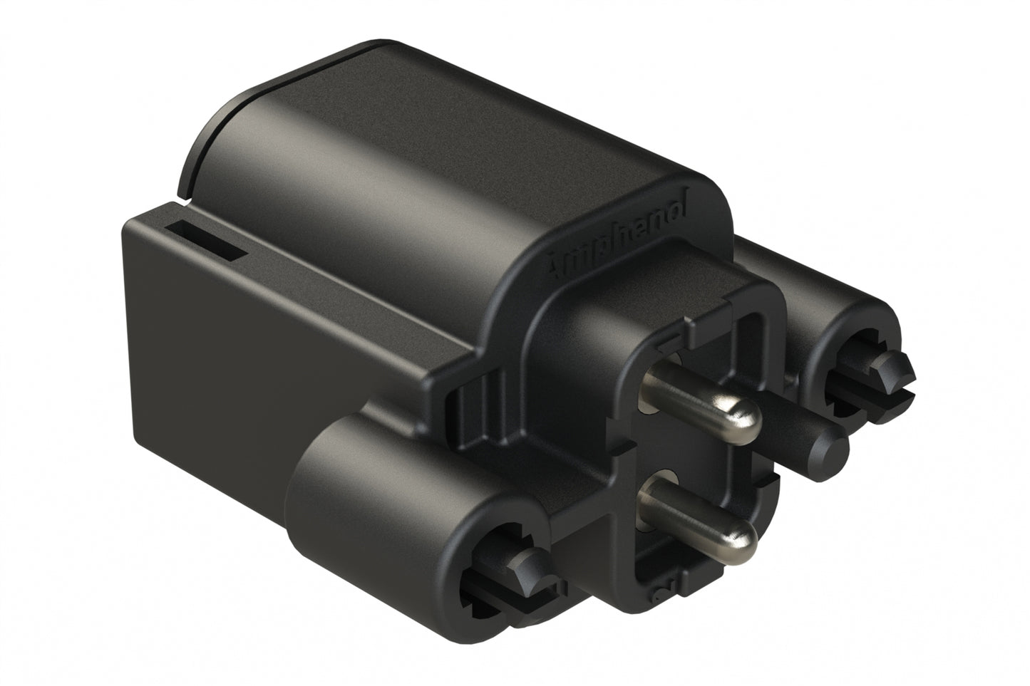 ATP04-2P-BM03 2 Position, Straight PCB Receptacle, Pin, Board Mount, Snap-Fit, Tin Contact Plated, No Potting, Black