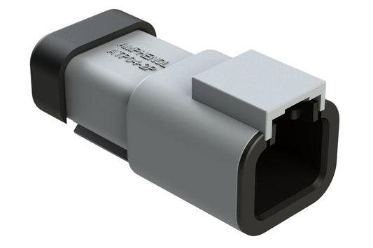 ATP04-2P-MM01 2 Position Receptacle, Male, Reduced Diameter Seal, End Cap, Grey. DTP04-2P-CE01