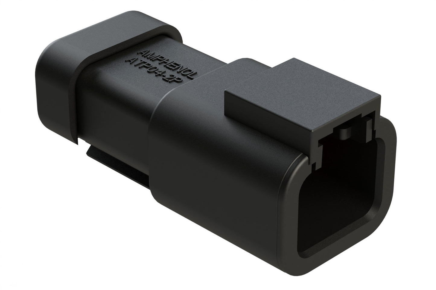 ATP04-2P-MM01BLK 2 Position Receptacle, Male, Reduced Diameter Seal, End Cap, Black. DTP04-2P-CE03