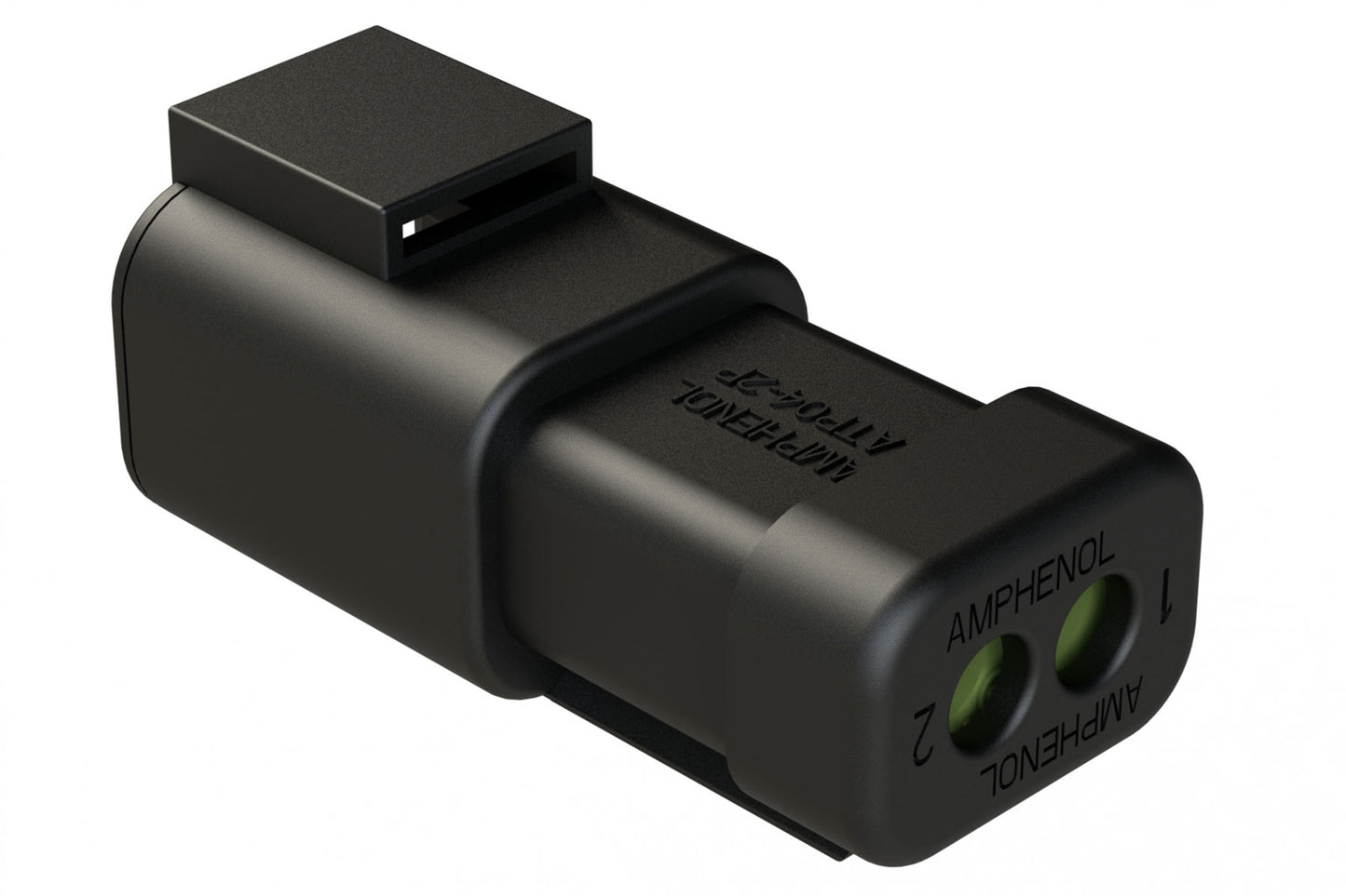 ATP04-2P-MM01BLK 2 Position Receptacle, Male, Reduced Diameter Seal, End Cap, Black. DTP04-2P-CE03