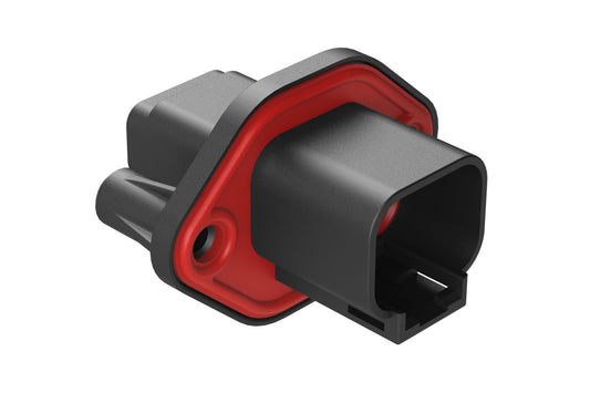 ATP04-2P-PM07G 2 Pin Receptacle, Screw Panel Mount, with Gasket, Black