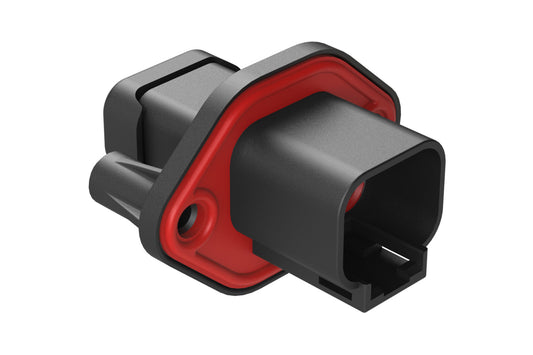 ATP04-2P-PM07GEC 2 Pin Receptacle, Screw Panel Mount, with Gasket, End Cap, Black