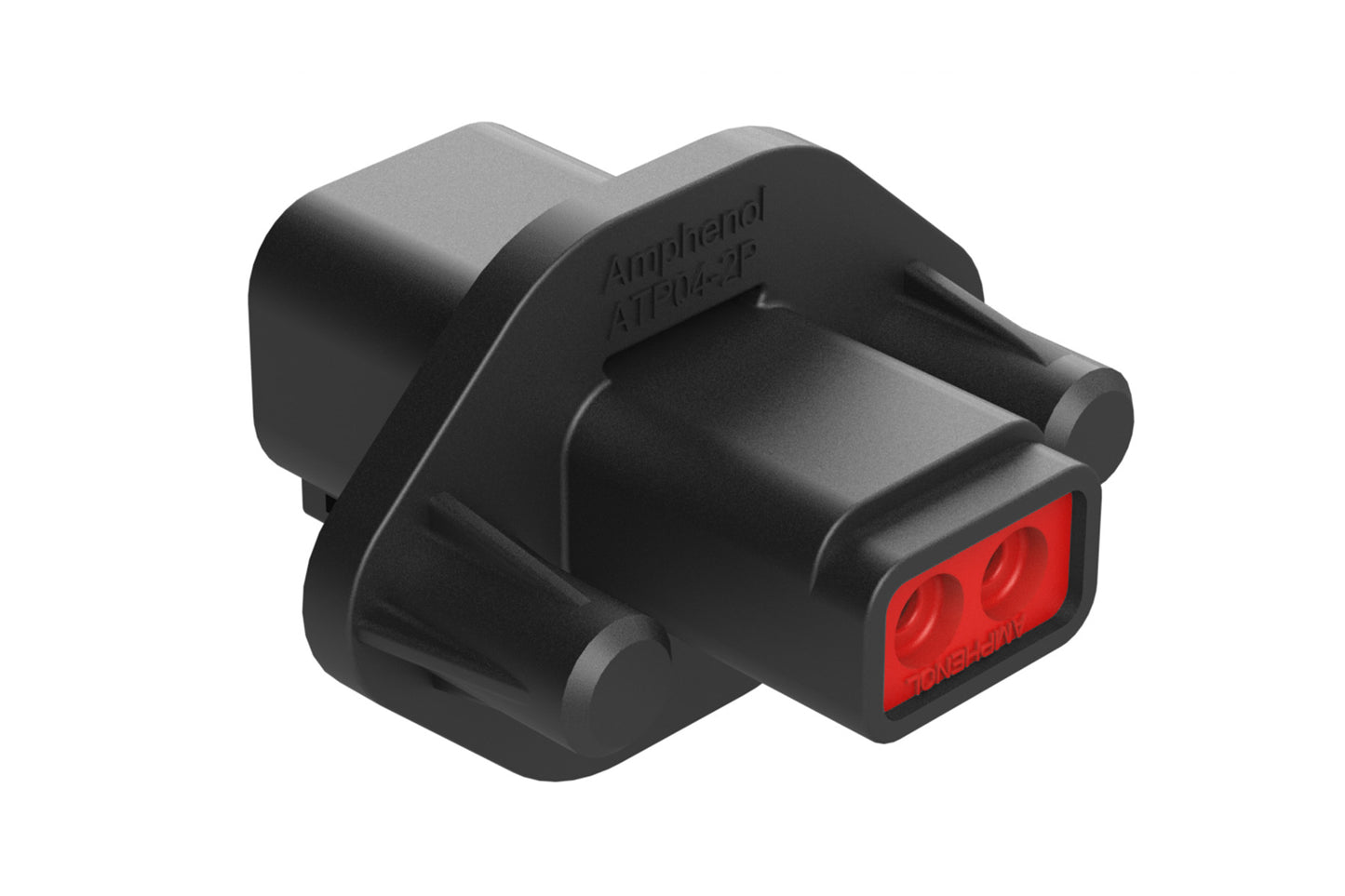 ATP04-2P-PM07G 2 Pin Receptacle, Screw Panel Mount, with Gasket, Black