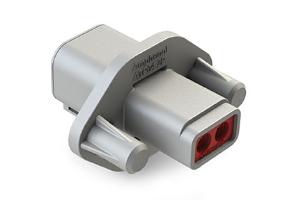 ATP04-2P-PM08G 2 Pin Receptacle, Screw Panel Mount, with Gasket, Grey