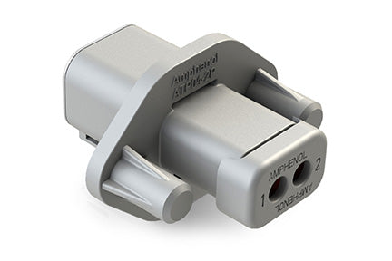 ATP04-2P-PM08GEC 2 Pin Receptacle, Screw Panel Mount, with Gasket, End Cap, Grey