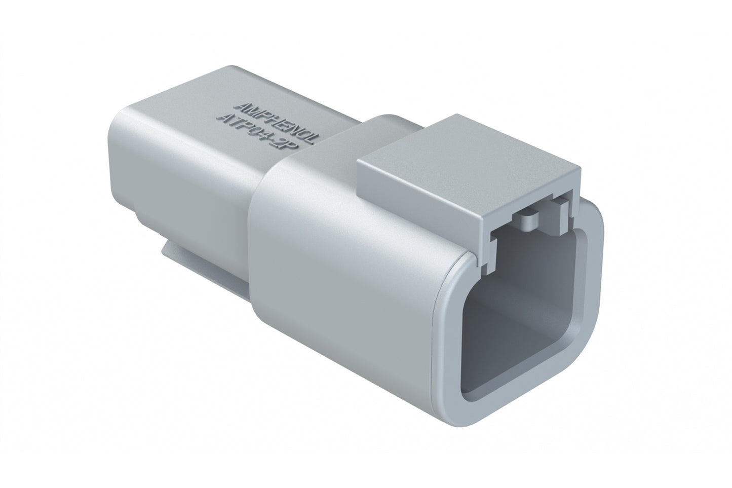 ATP04-2P-RD01 2 Position Receptacle, Pin, Reduced Diameter Rear Seal (Green), Grey Body (Requires Wedgelock AWP-2P). DTP04-2P-C015