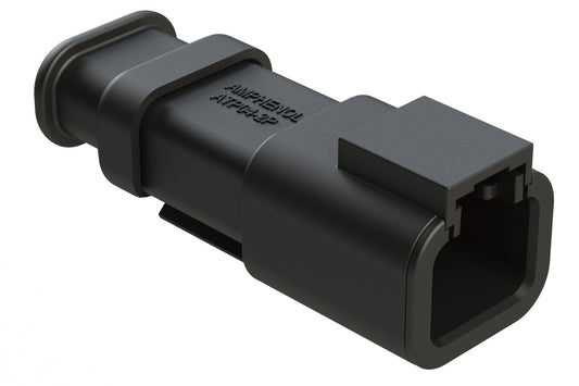 ATP04-2P-SR01BK 2 Position Receptacle, Pin, Strain Relief, Black Body (Requires Wedgelock AWP-2P). DTP04-2P-EE01