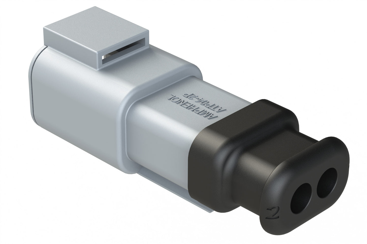 ATP04-2P-SR01 2 Position Receptacle, Pin, Strain Relief, Grey Body (Requires Wedgelock AWP-2P)