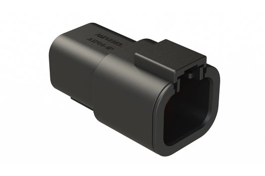 ATP04-4P-BLK 4-Way Receptacle, Male Connector, Black. DTP04-4P-E004