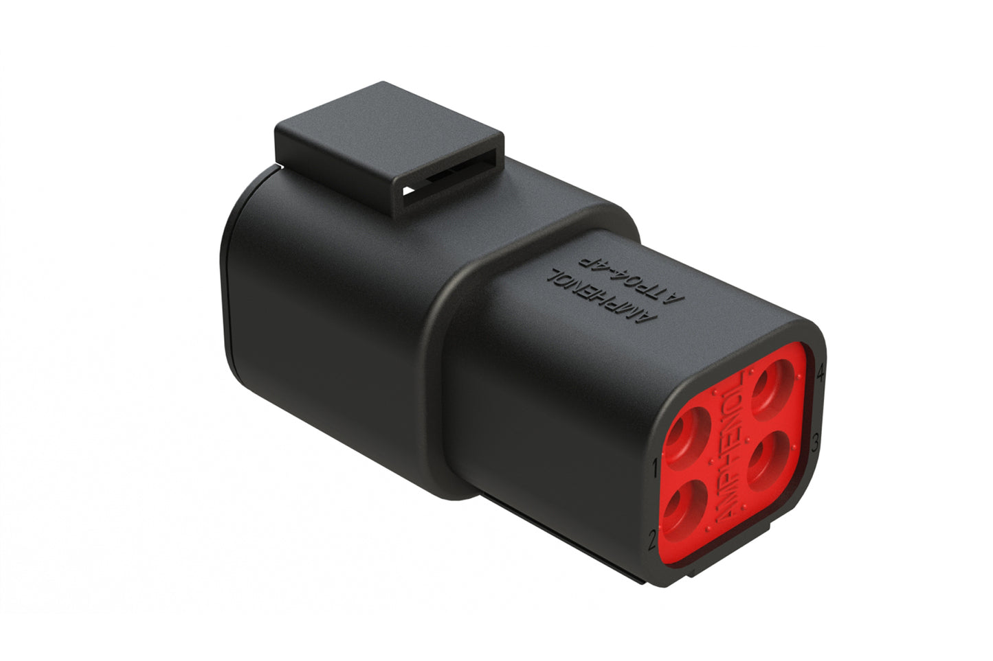 ATP04-4P-BLK 4-Way Receptacle, Male Connector, Black. DTP04-4P-E004