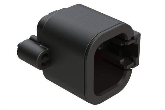 ATP04-4P-BM04 4 Position, Straight PCB Receptacle, Pin, Board Mount, Snap-Fit, Tin Contact Plated, Potting, Black