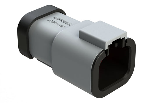 ATP04-4P-MM01 4 Position Receptacle, Male, Reduced Diameter Seal, End Cap, Grey. DTP04-4P-CE01
