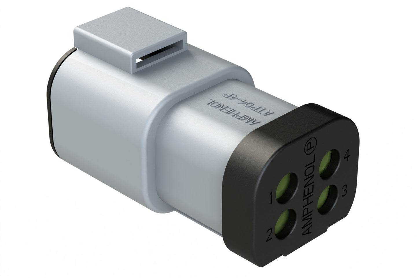 ATP04-4P-MM01 4 Position Receptacle, Male, Reduced Diameter Seal, End Cap, Grey. DTP04-4P-CE01