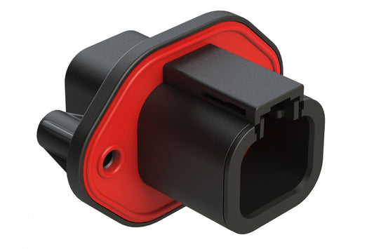 ATP04-4P-PM07G 4 Pin Receptacle, Screw Panel Mount, with Gasket, Black