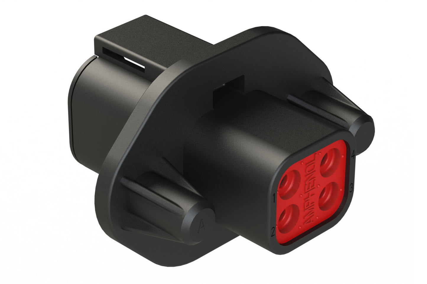 ATP04-4P-PM07G 4 Pin Receptacle, Screw Panel Mount, with Gasket, Black