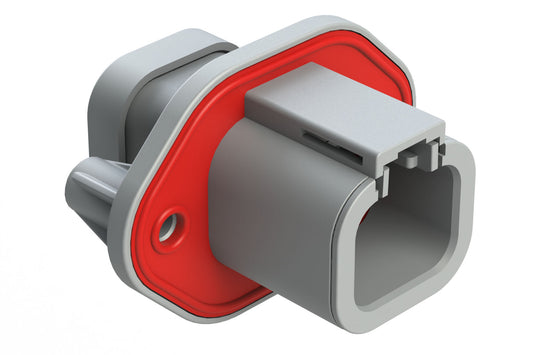 ATP04-4P-PM08GEC 4 Pin Receptacle, Screw Panel Mount, with Gasket, End Cap, Grey