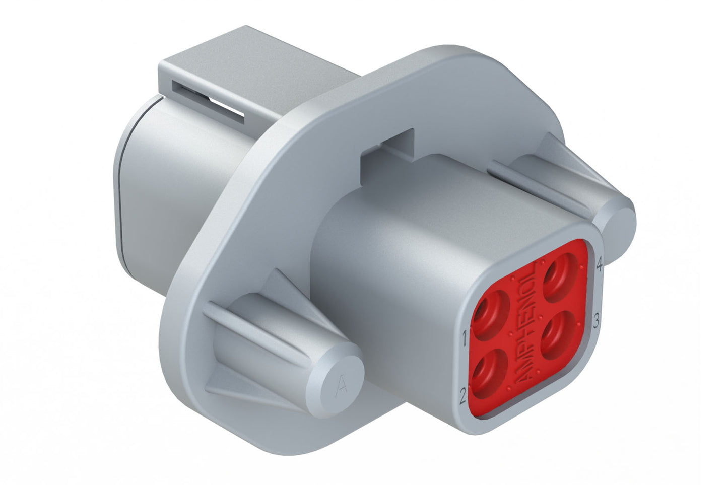 ATP04-4P-PM08G 4 Pin Receptacle, Screw Panel Mount, with Gasket, Grey