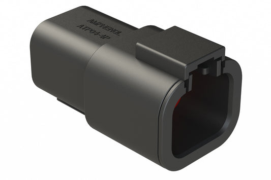 ATP04-4P-RD01BK 4 Position Receptacle, Pin, Reduced Diameter Rear Seal (Green), Black