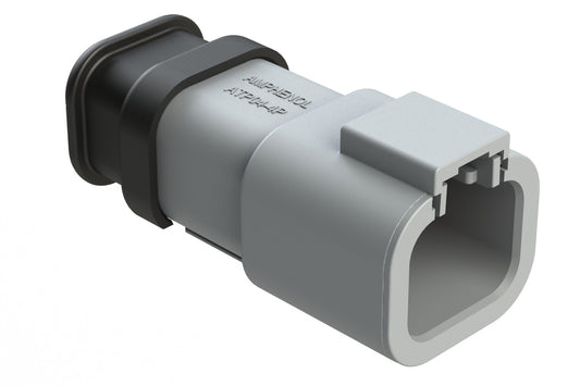 ATP04-4P-SR01 4 Position Receptacle, Pin, Strain Relief, Grey