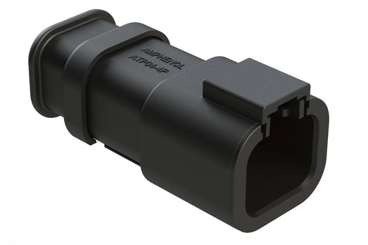 ATP04-4P-SR01BK 4 Position Receptacle, Pin, Strain Relief, Black