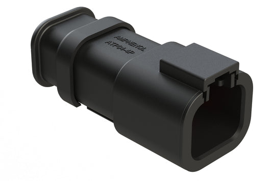 ATP04-4P-SR02BK 4 Position Receptacle, Pin, Reduced Diameter Rear Seal, Strain Relief, Black