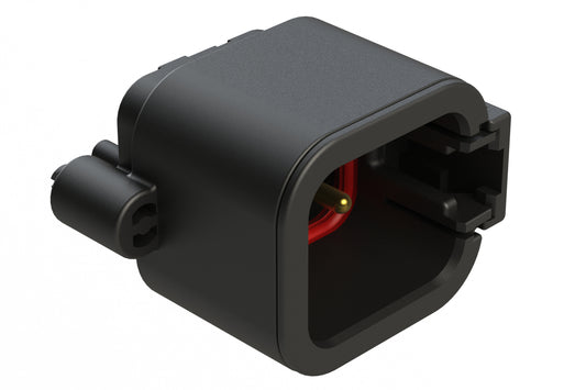 ATP04-6P-BM02 6 Position, Straight PCB Receptacle, Pin, Board Mount, Snap-Fit, Gold Contact Plated, Potting, Black