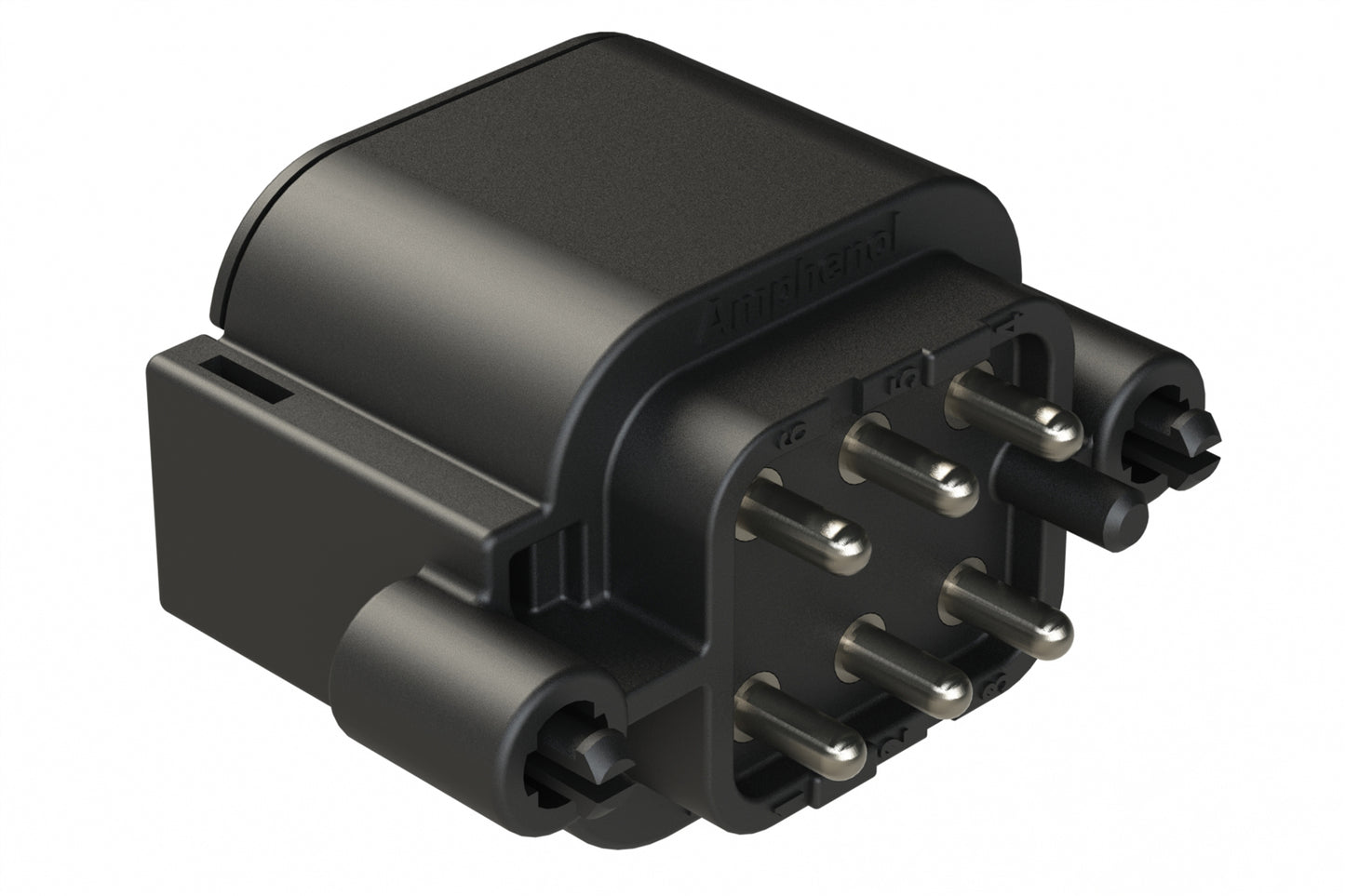 ATP04-6P-BM03 6 Position, Straight PCB Receptacle, Pin, Board Mount, Snap-Fit, Tin Contact Plated, No Potting, Black