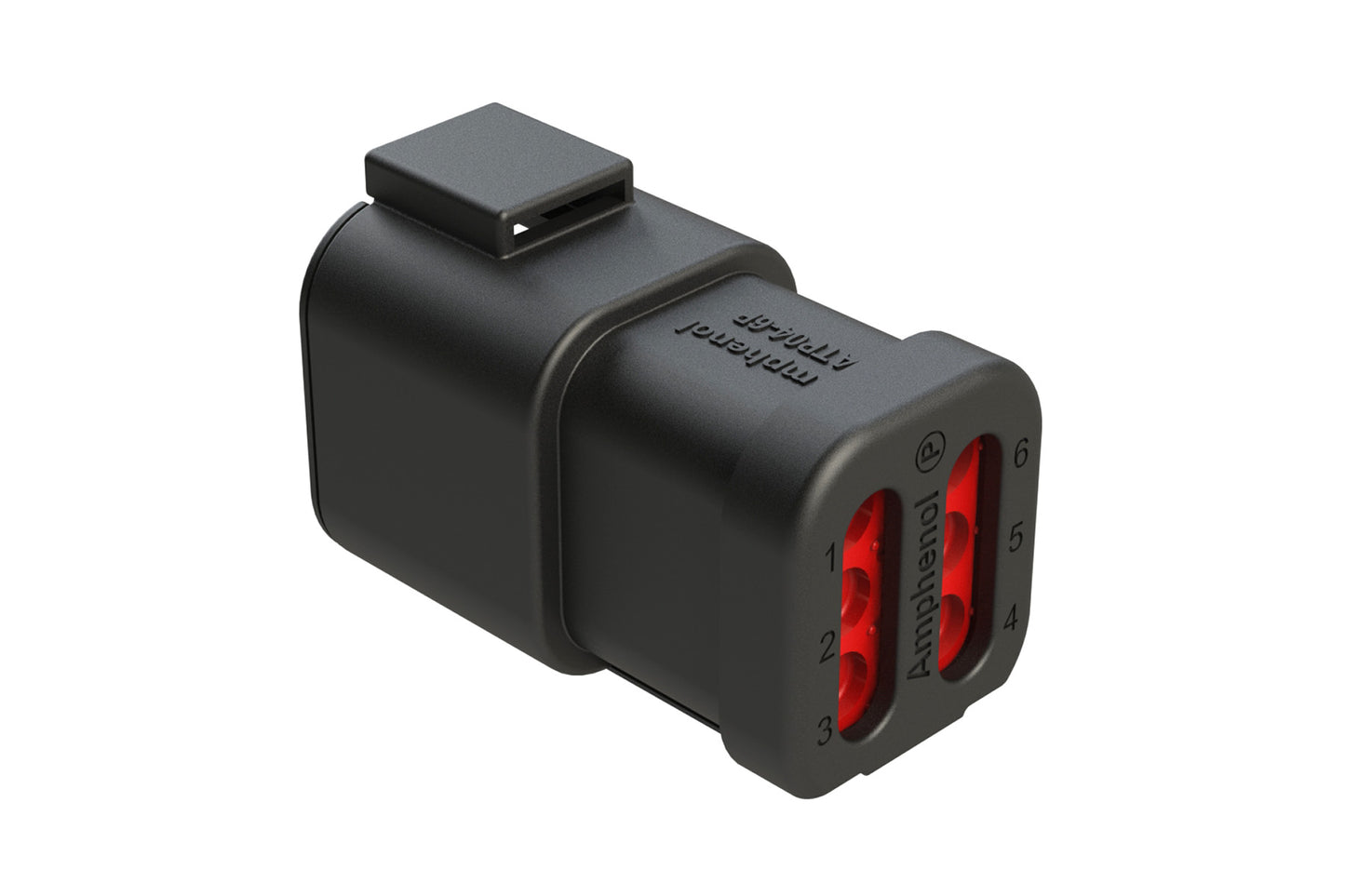 ATP04-6P-EC01BK 6 Position Receptacle, Male, with Endcap, Black