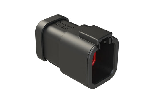 ATP04-6P-MM01BK 6 Position Receptacle, Male, with End Cap and Reduced Diameter Seal, Black
