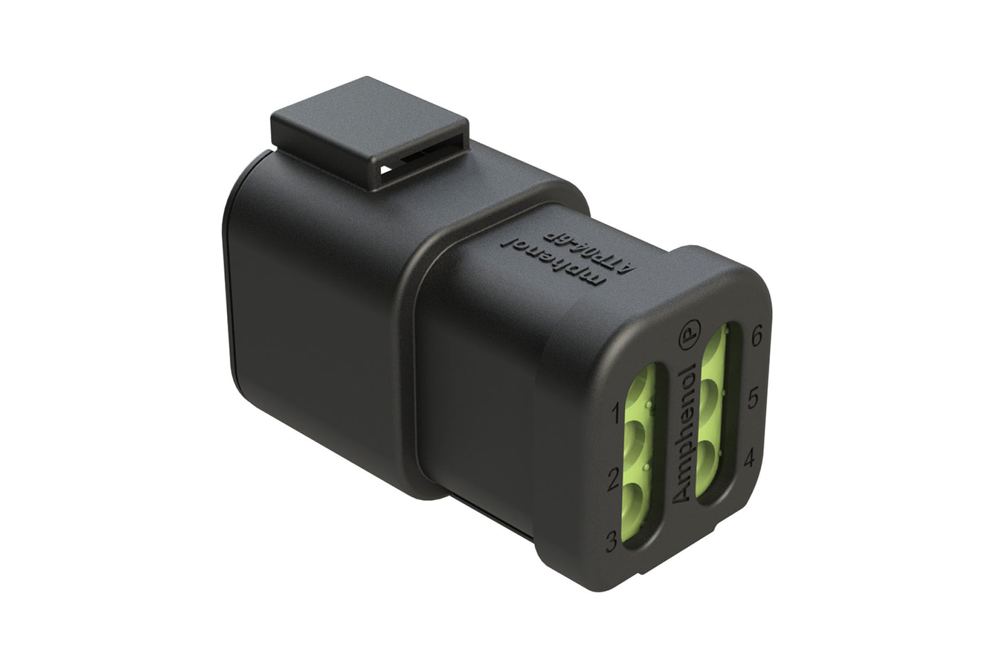 ATP04-6P-MM01BK 6 Position Receptacle, Male, with End Cap and Reduced Diameter Seal, Black