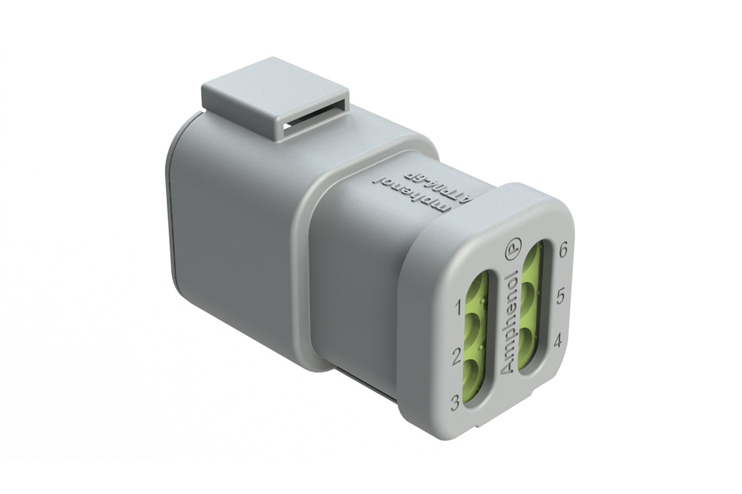 ATP04-6P-MM01 6 Position Receptacle, Male, with End Cap and Reduced Diameter Seal, Grey